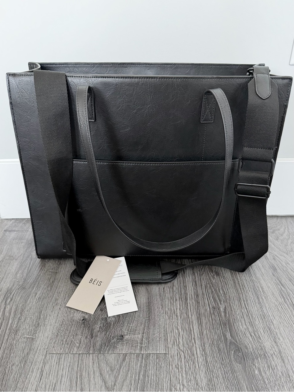 Beis BEÍS The Large Work Tote in Black Leather Great Condition - Picture 3 of 14